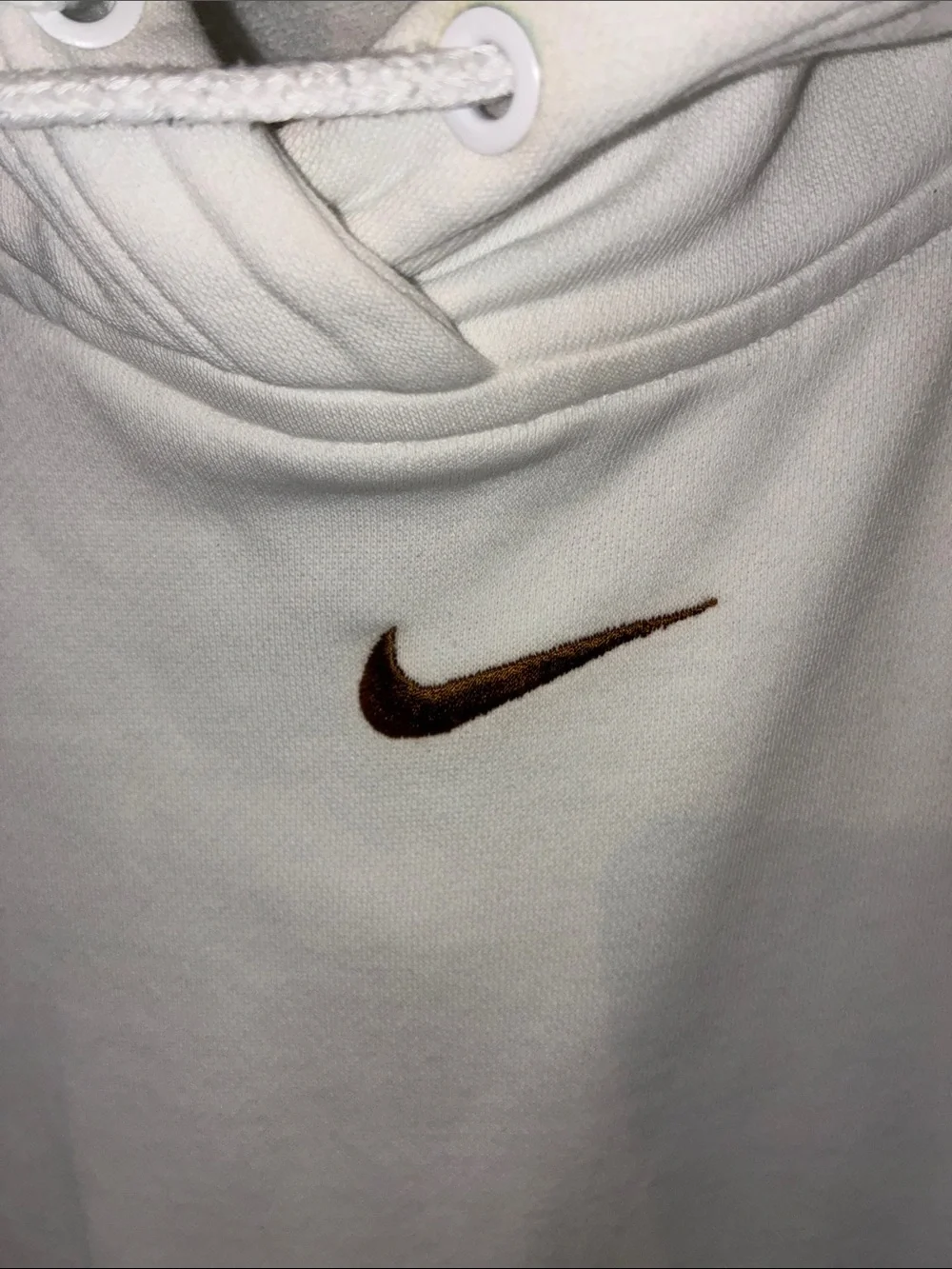 Nike Hoodie, White w/Brown Swoosh, Size S, Unisex